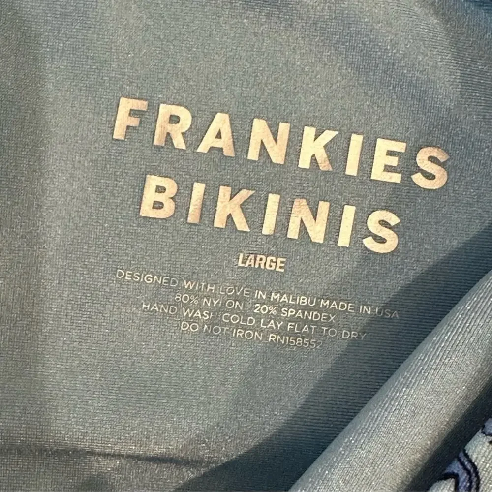 Frankie’s Bikinis Barb Paisley One Shoulder Blue Bikini Swim Top